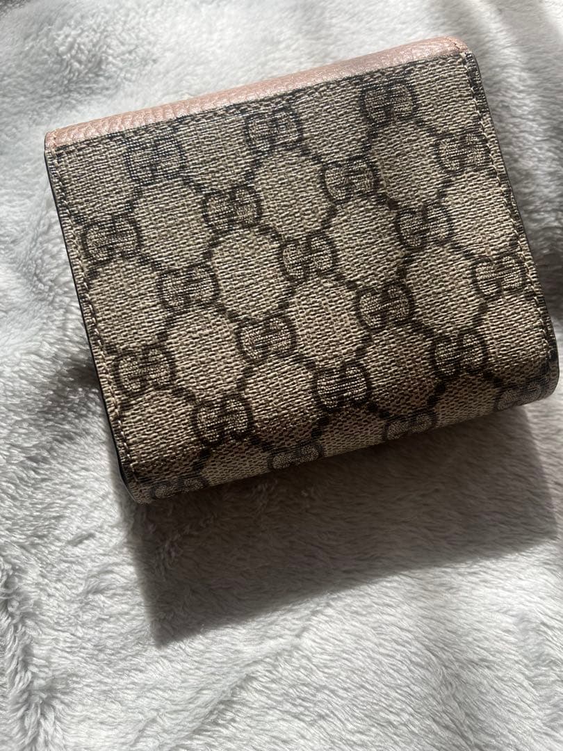 GUCCI 二つ折り財布 ピンクベージュ/ブラウンレディース財布GGマーモント