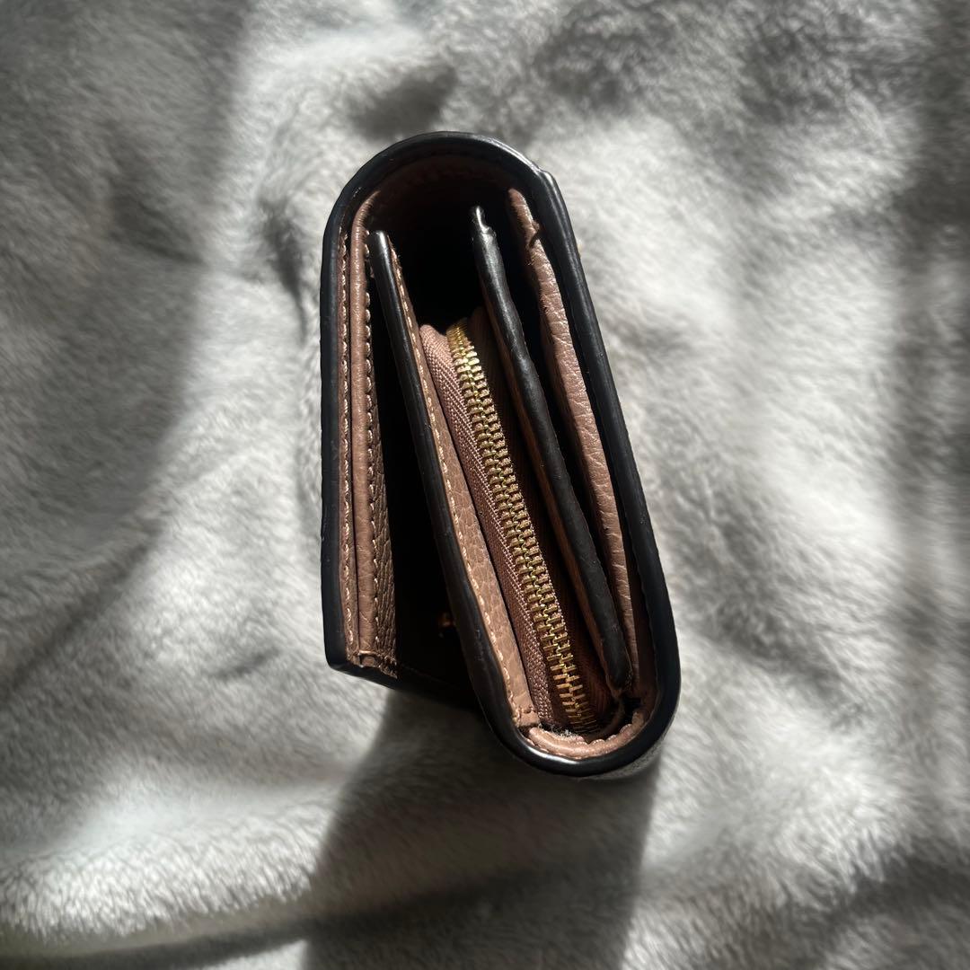 GUCCI 二つ折り財布 ピンクベージュ/ブラウンレディース財布GGマーモント