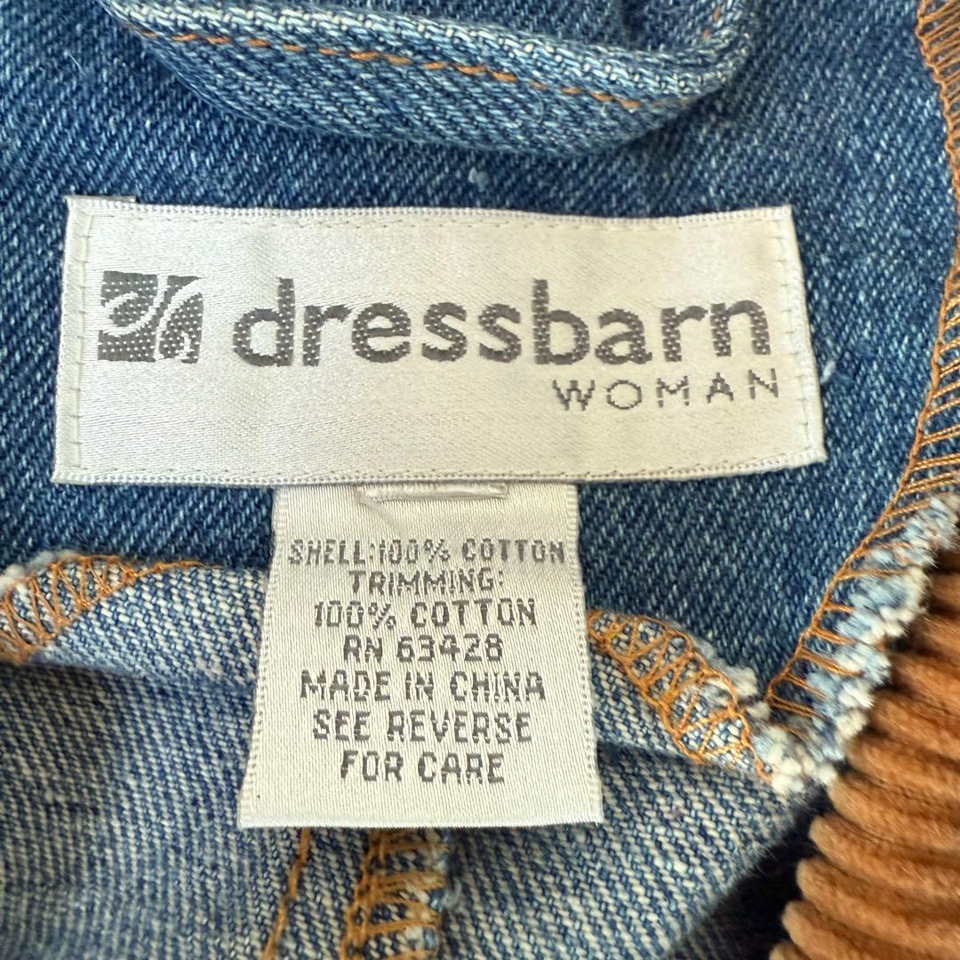 90s デニムロングコート　襟切替 コーデュロイ