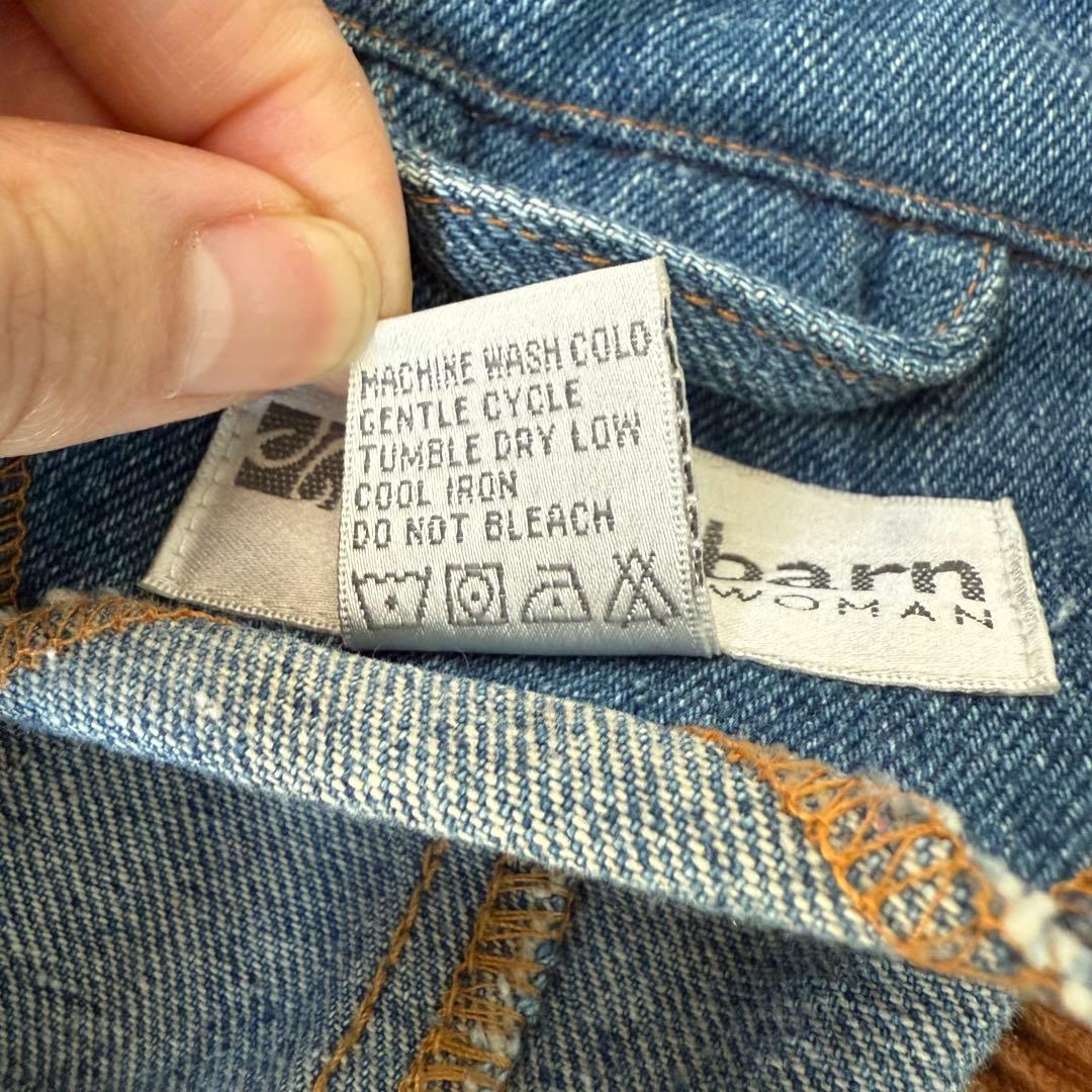 90s デニムロングコート　襟切替 コーデュロイ