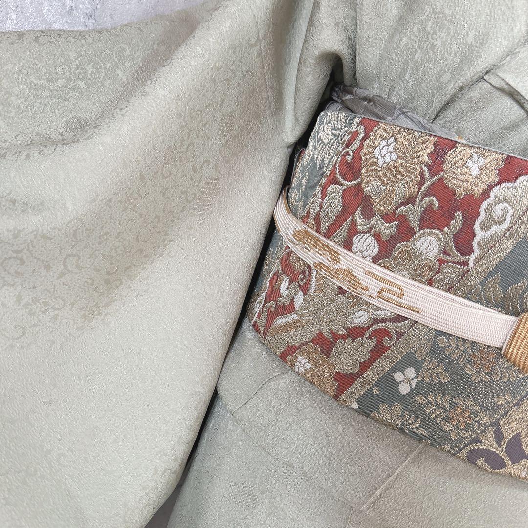 色無地➕長襦袢フルセット　着物　正絹　地紋　唐草　華やか　入学式　卒業式p4