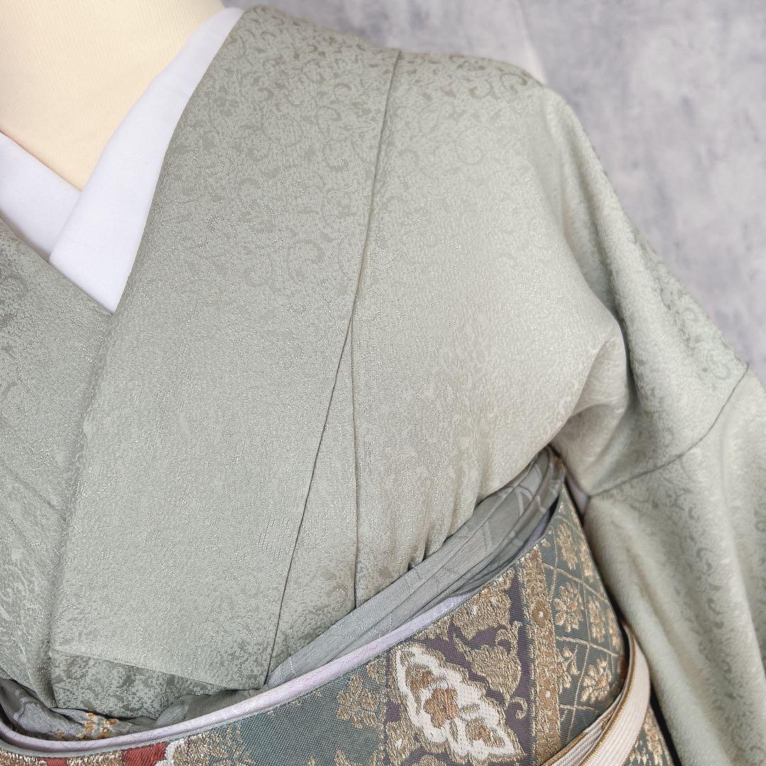 色無地➕長襦袢フルセット　着物　正絹　地紋　唐草　華やか　入学式　卒業式p4