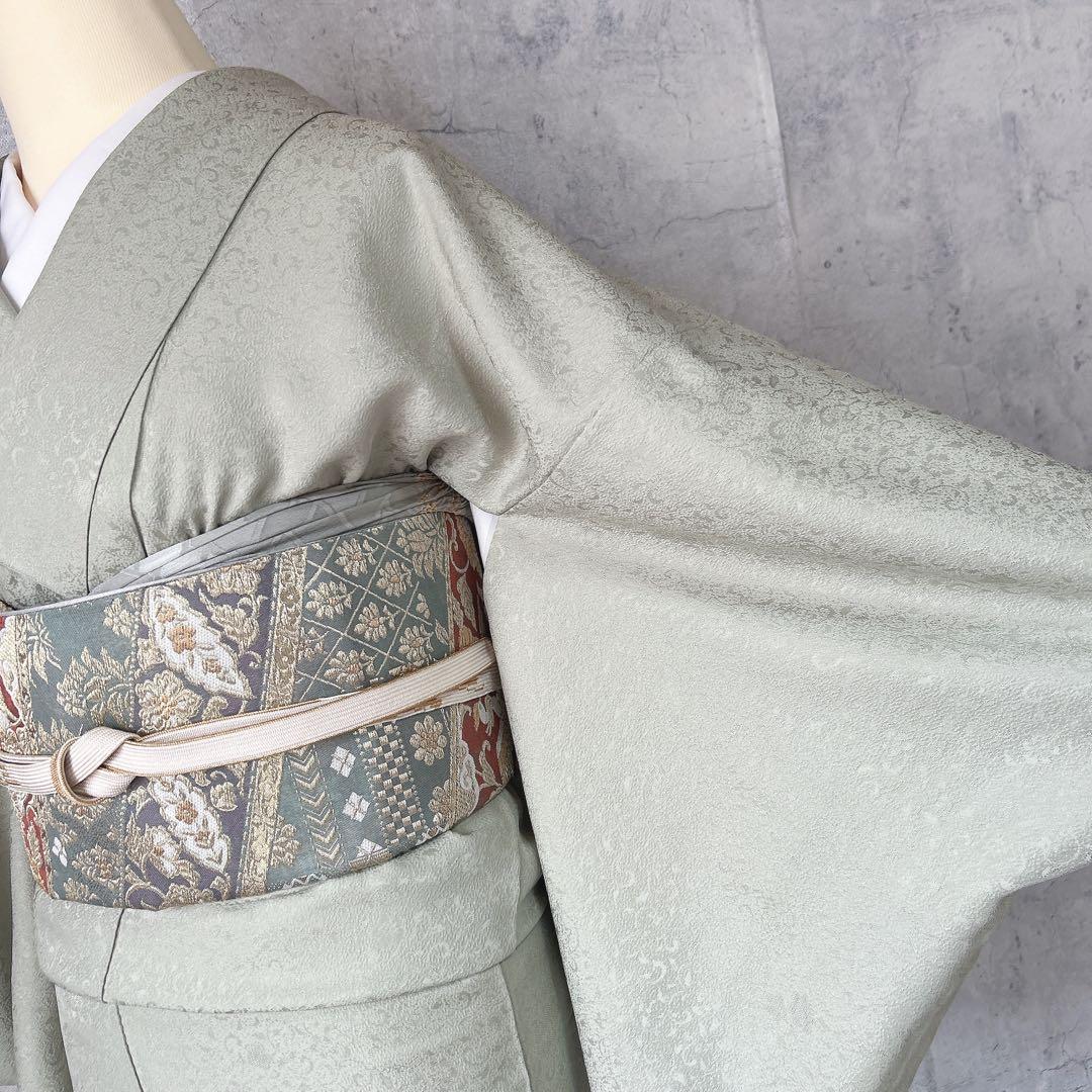 色無地➕長襦袢フルセット　着物　正絹　地紋　唐草　華やか　入学式　卒業式p4