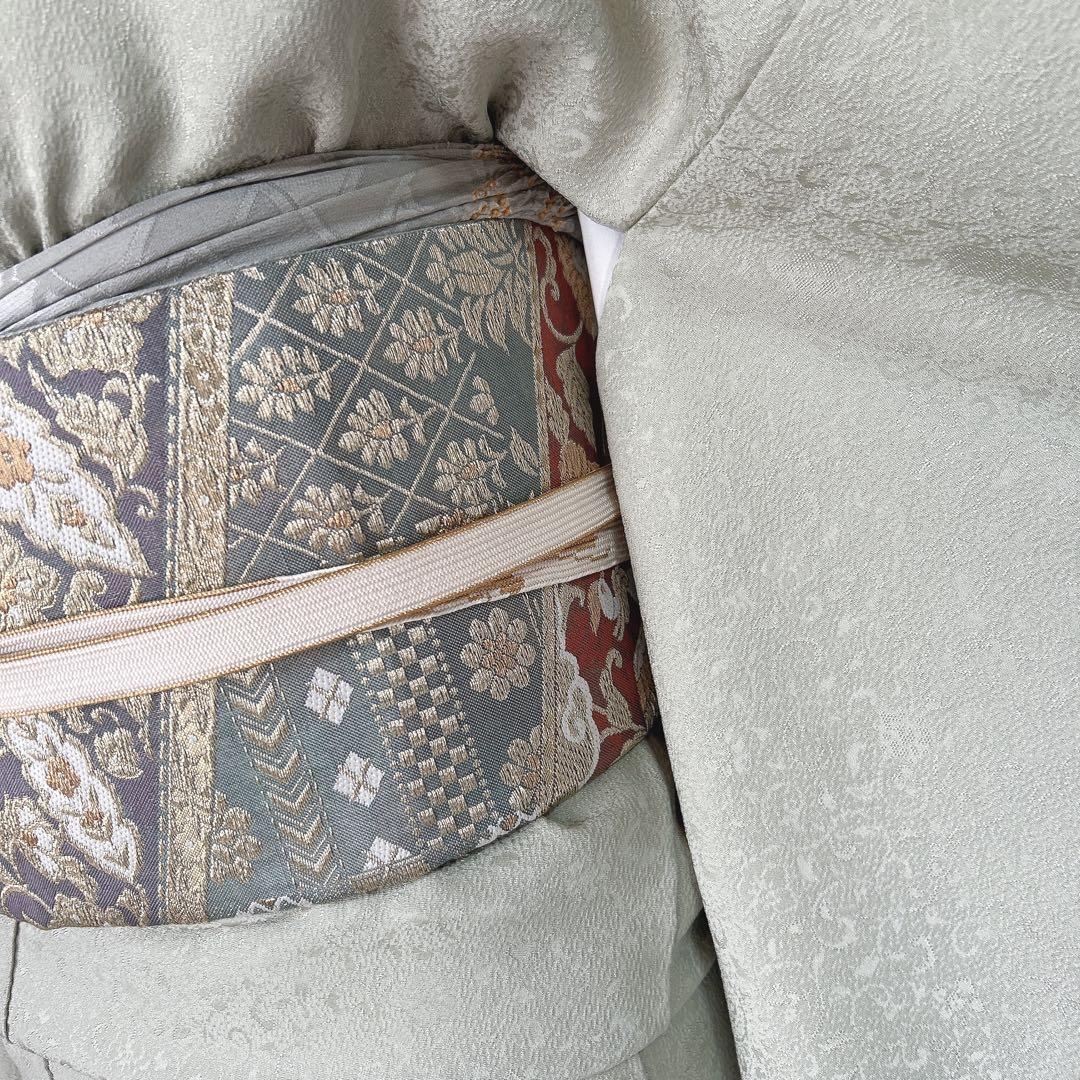 色無地➕長襦袢フルセット　着物　正絹　地紋　唐草　華やか　入学式　卒業式p4