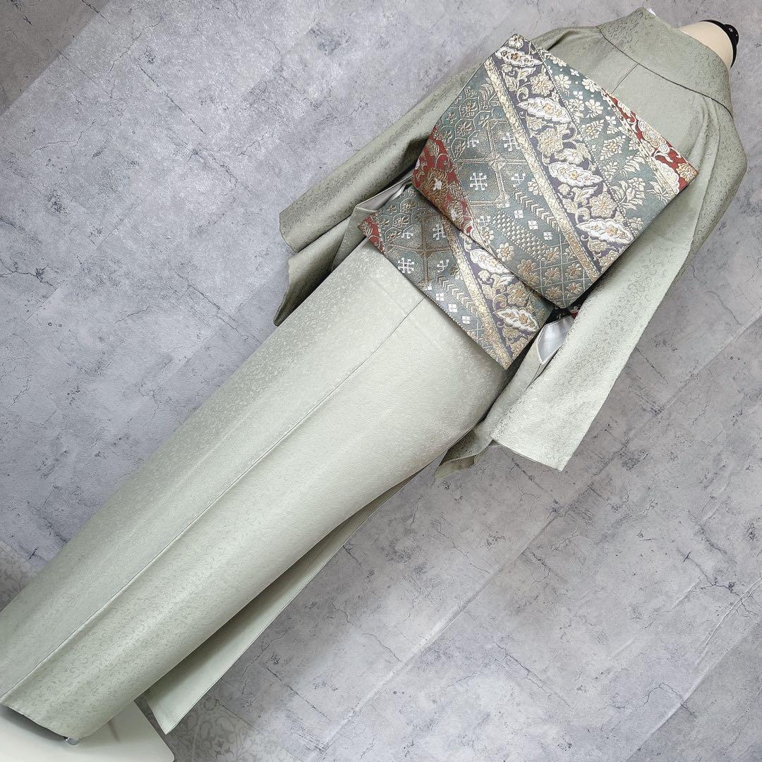 色無地➕長襦袢フルセット　着物　正絹　地紋　唐草　華やか　入学式　卒業式p4