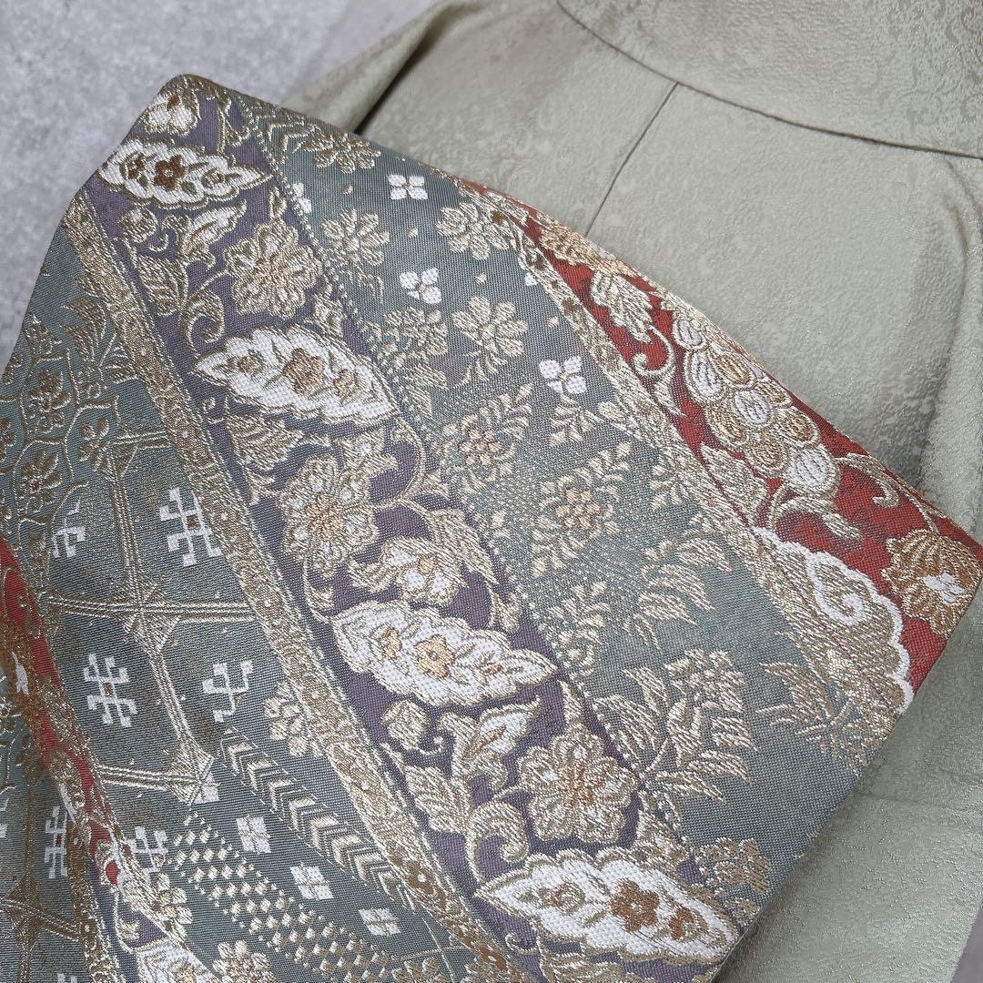 色無地➕長襦袢フルセット　着物　正絹　地紋　唐草　華やか　入学式　卒業式p4