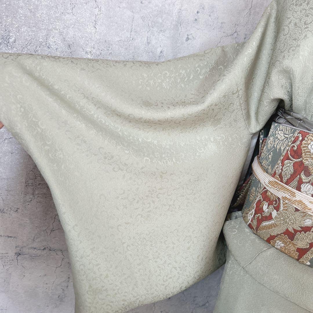 色無地➕長襦袢フルセット　着物　正絹　地紋　唐草　華やか　入学式　卒業式p4