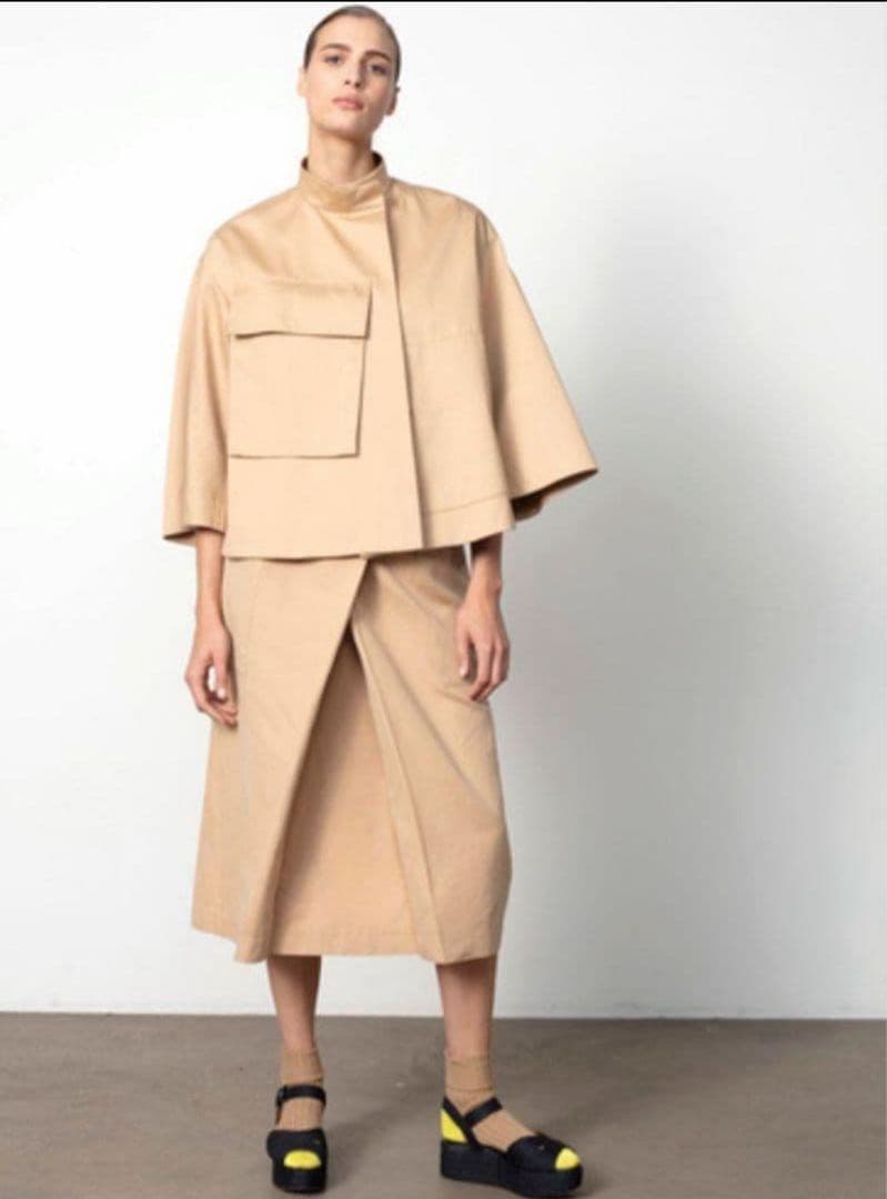 Drawer フロントポケット トレンチジャケット 38 ベージュ