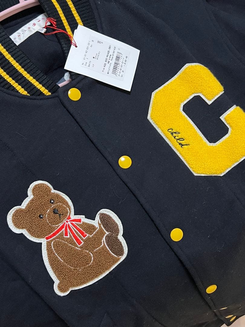 最終値下げ　新品　チャイルドウーマン　裏起毛ワッペンスタジャン　黒　くま