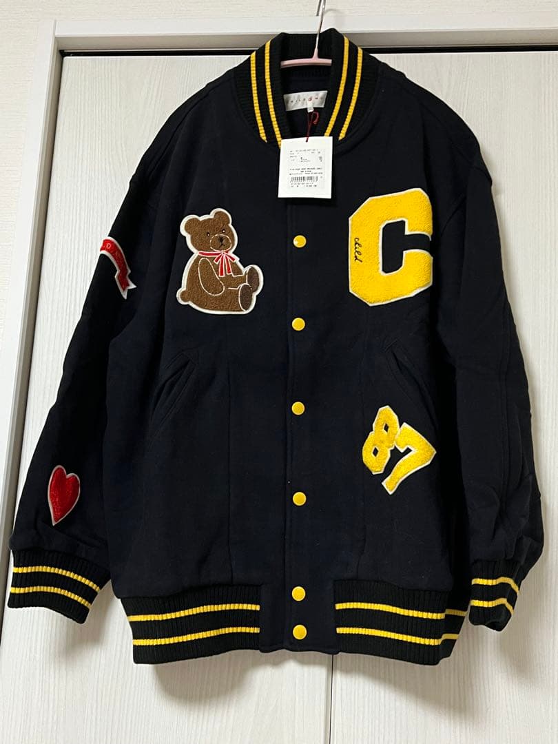 最終値下げ　新品　チャイルドウーマン　裏起毛ワッペンスタジャン　黒　くま