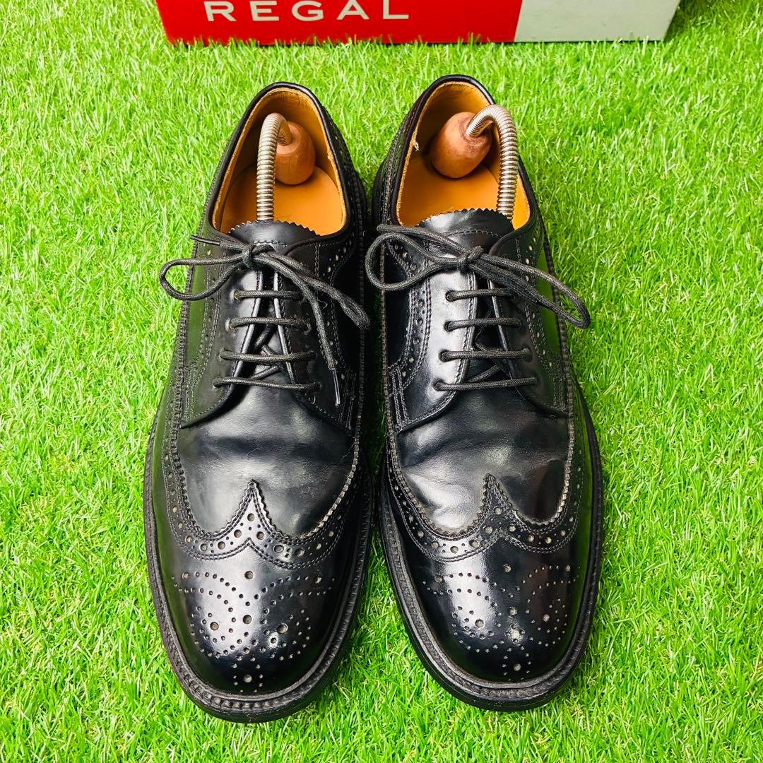 【極美品】REGAL 革靴 外羽根 ウィングチップ レザー 本革 厚底 25