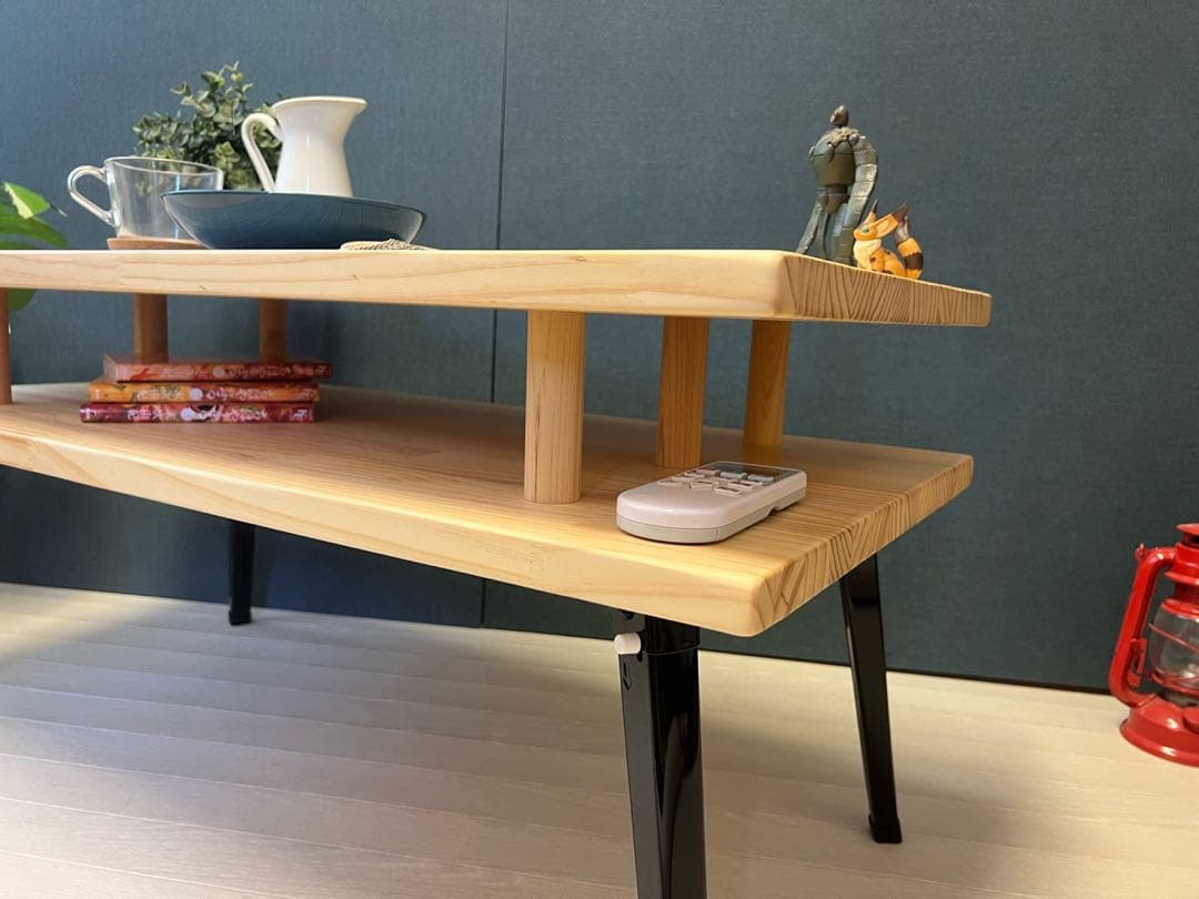 【在庫整理】 ローテーブル 長方形 収納付き 90cm パイン 折りたたみ脚