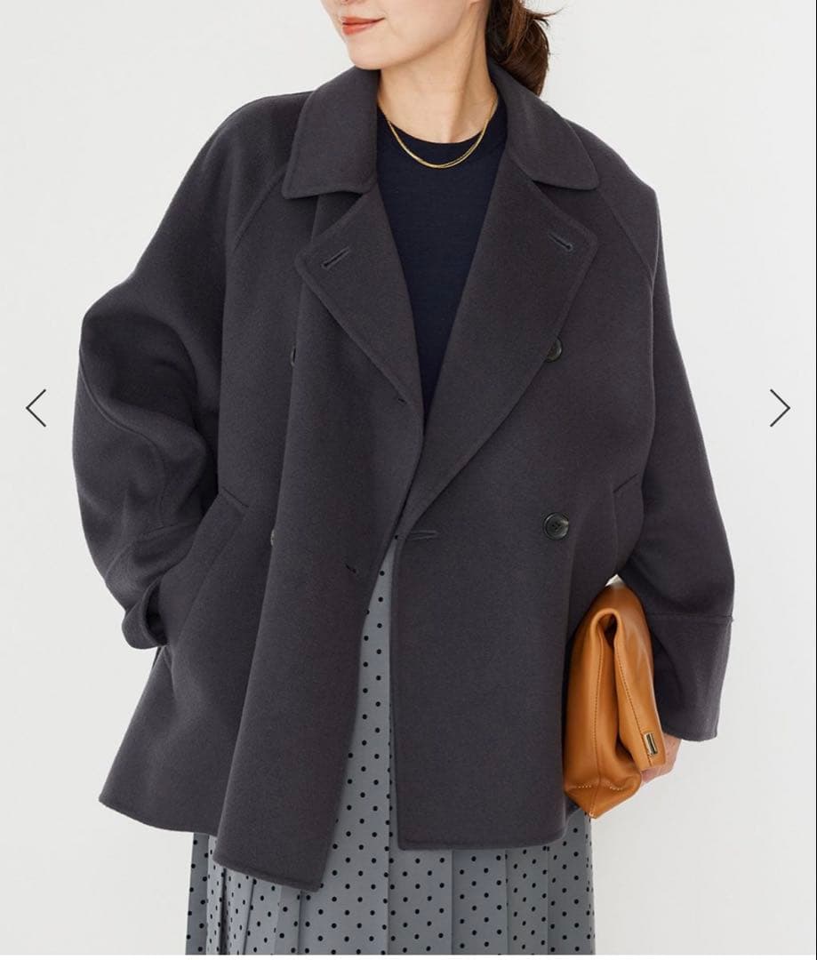 イエナ　スーパー160ダブルフェイスショートコート　チャコールグレー　38