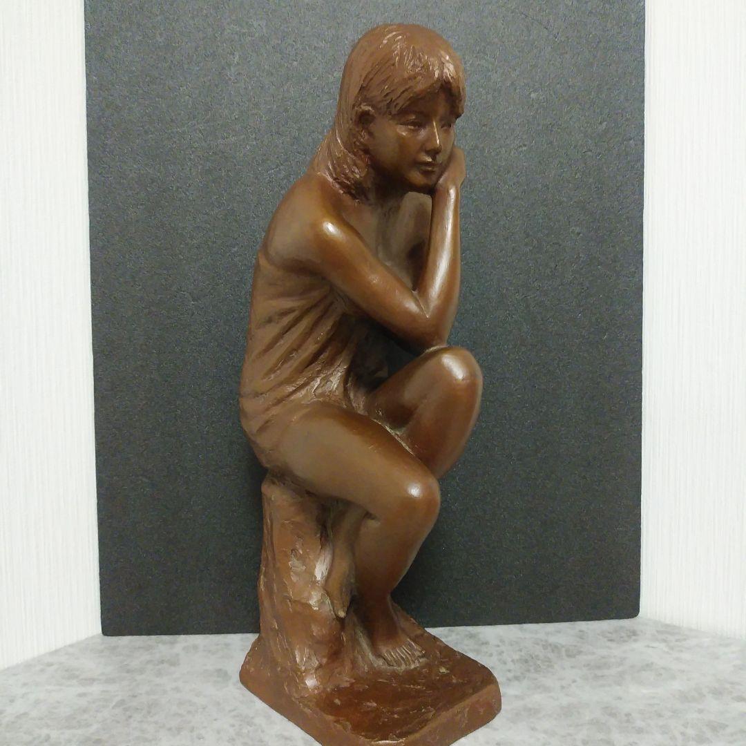 (貴重)　木内禮智 つぼみ　色紙付き　 ブロンズ像