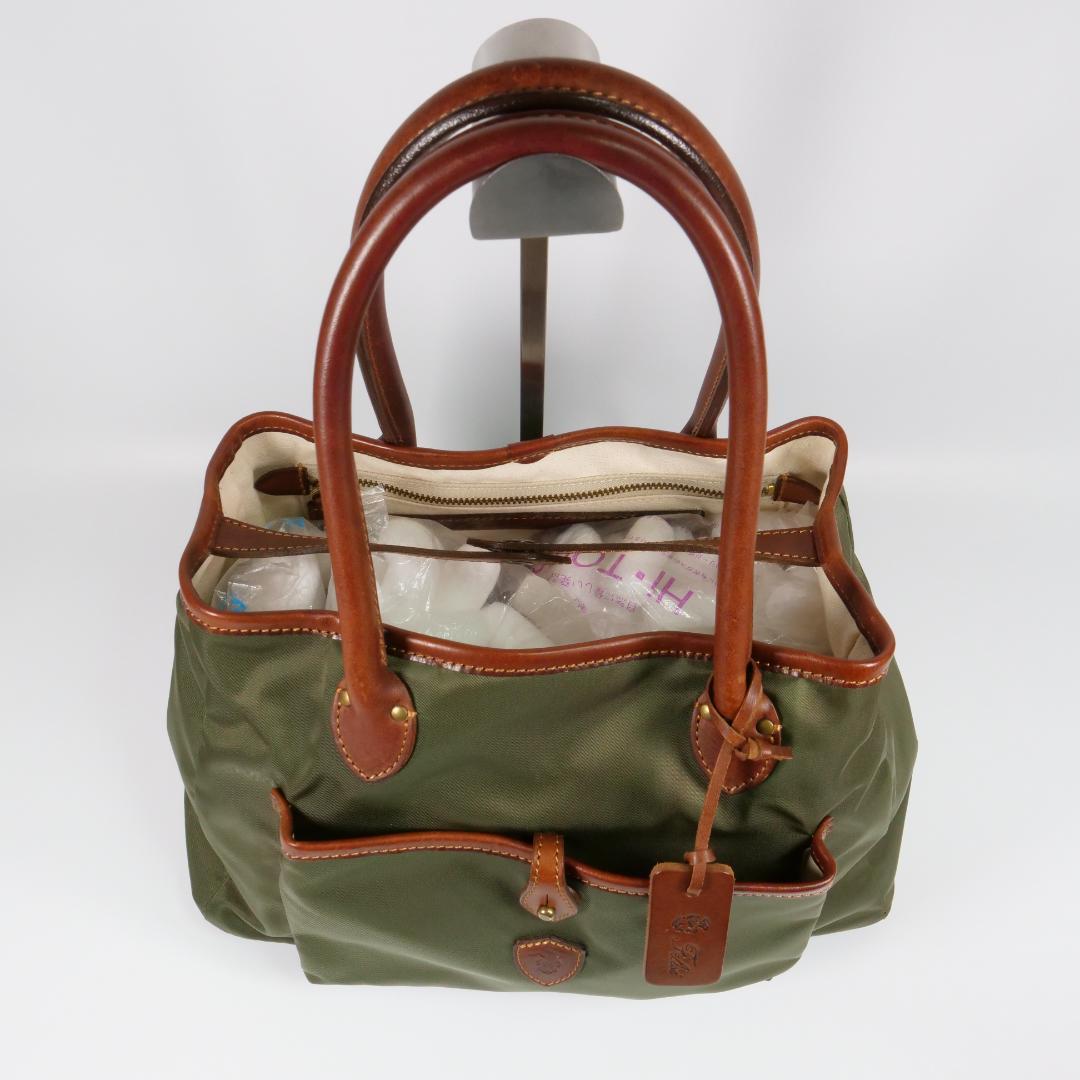 美品✨ フェリージ トートバッグ 11-52 ナイロン レザー カーキ