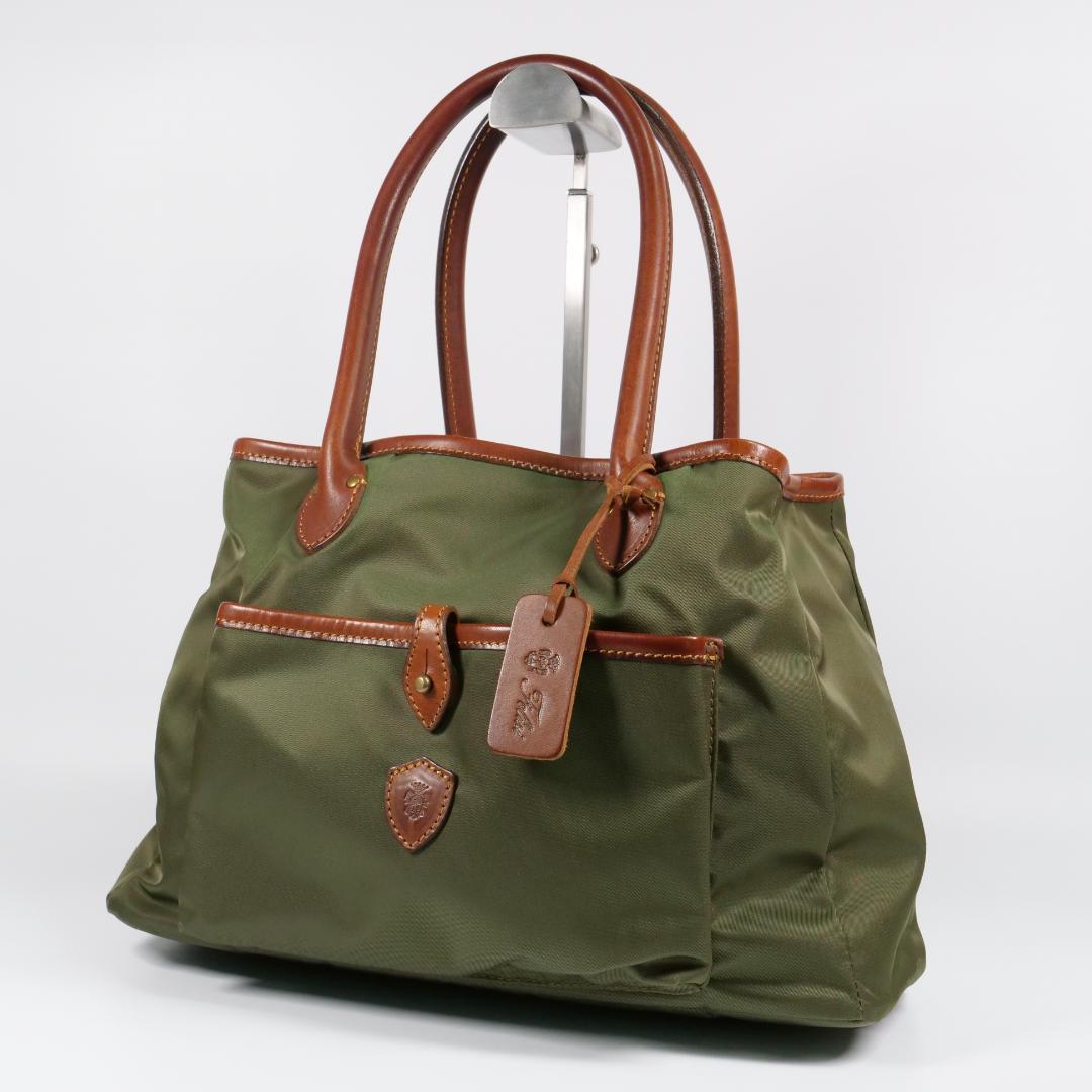 美品✨ フェリージ トートバッグ 11-52 ナイロン レザー カーキ