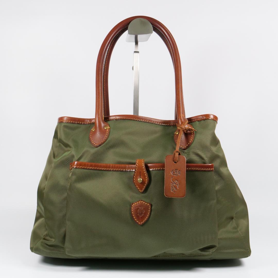 美品✨ フェリージ トートバッグ 11-52 ナイロン レザー カーキ
