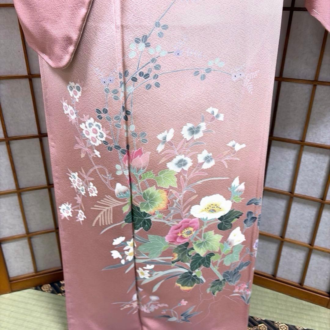 正絹　友禅染　付け下げ《花々》