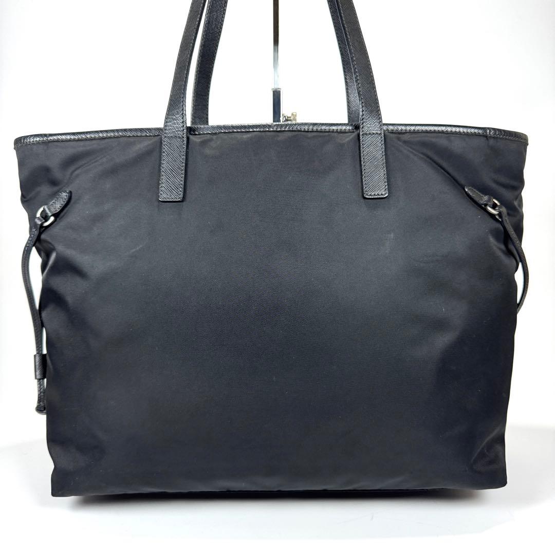 美品✨ PRADA プラダ ナイロン トートバッグ A4 PC収納 黒 レザー
