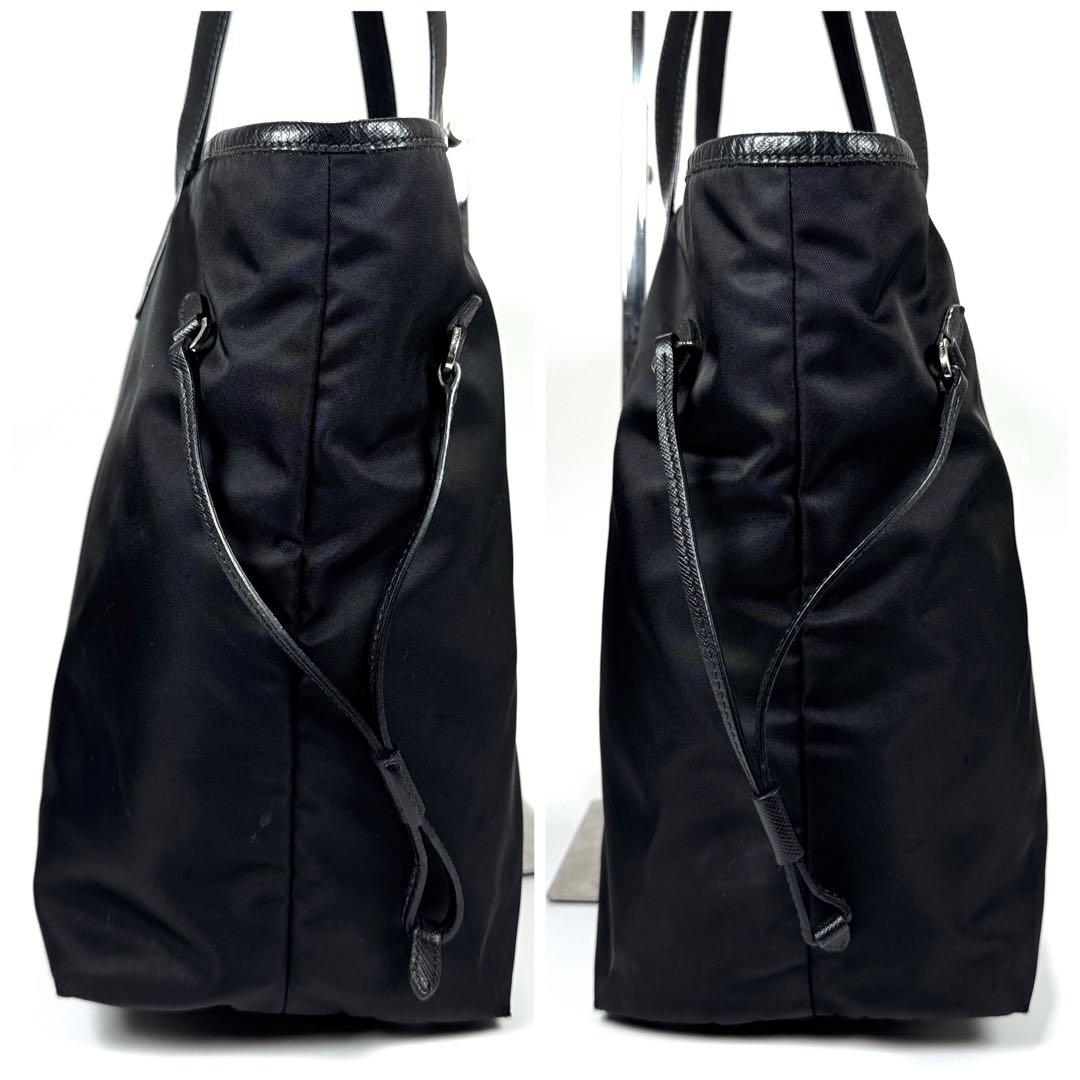 美品✨ PRADA プラダ ナイロン トートバッグ A4 PC収納 黒 レザー