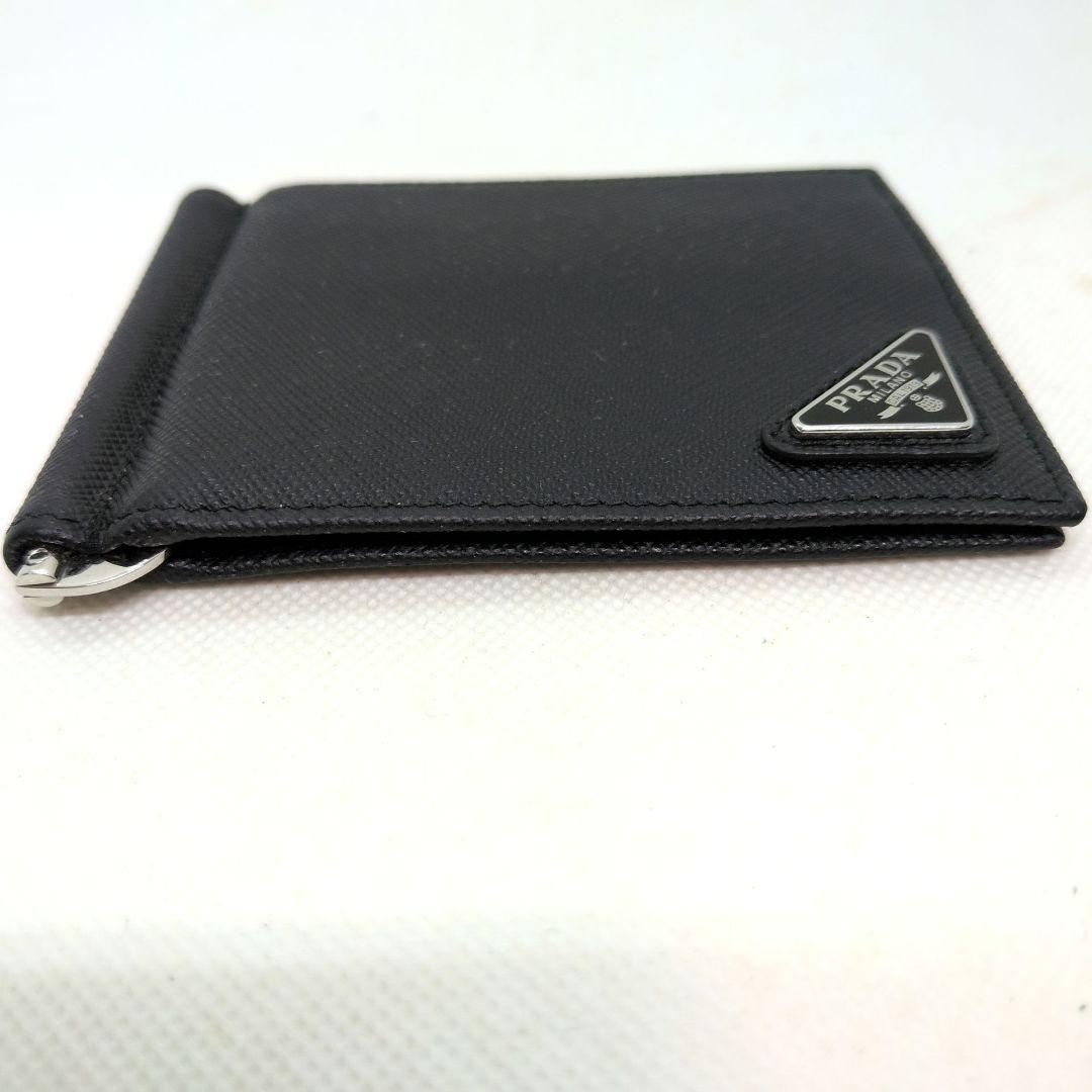 【現行 RFID搭載 極美品】プラダ　マネークリップ　二つ折り　サフィアーノ　黒