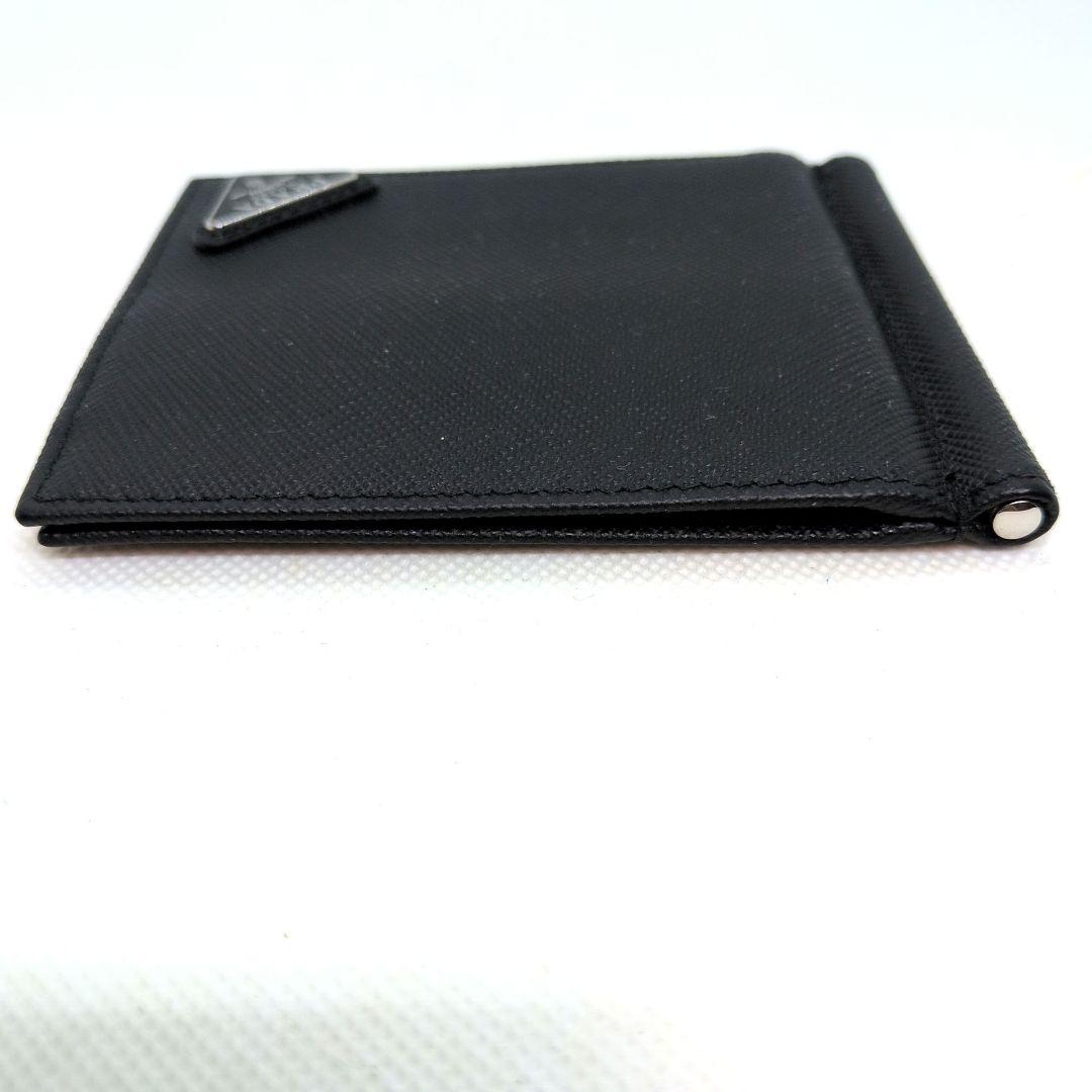 【現行 RFID搭載 極美品】プラダ　マネークリップ　二つ折り　サフィアーノ　黒
