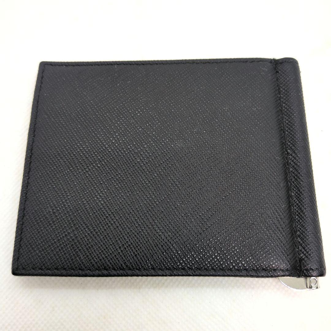 【現行 RFID搭載 極美品】プラダ　マネークリップ　二つ折り　サフィアーノ　黒