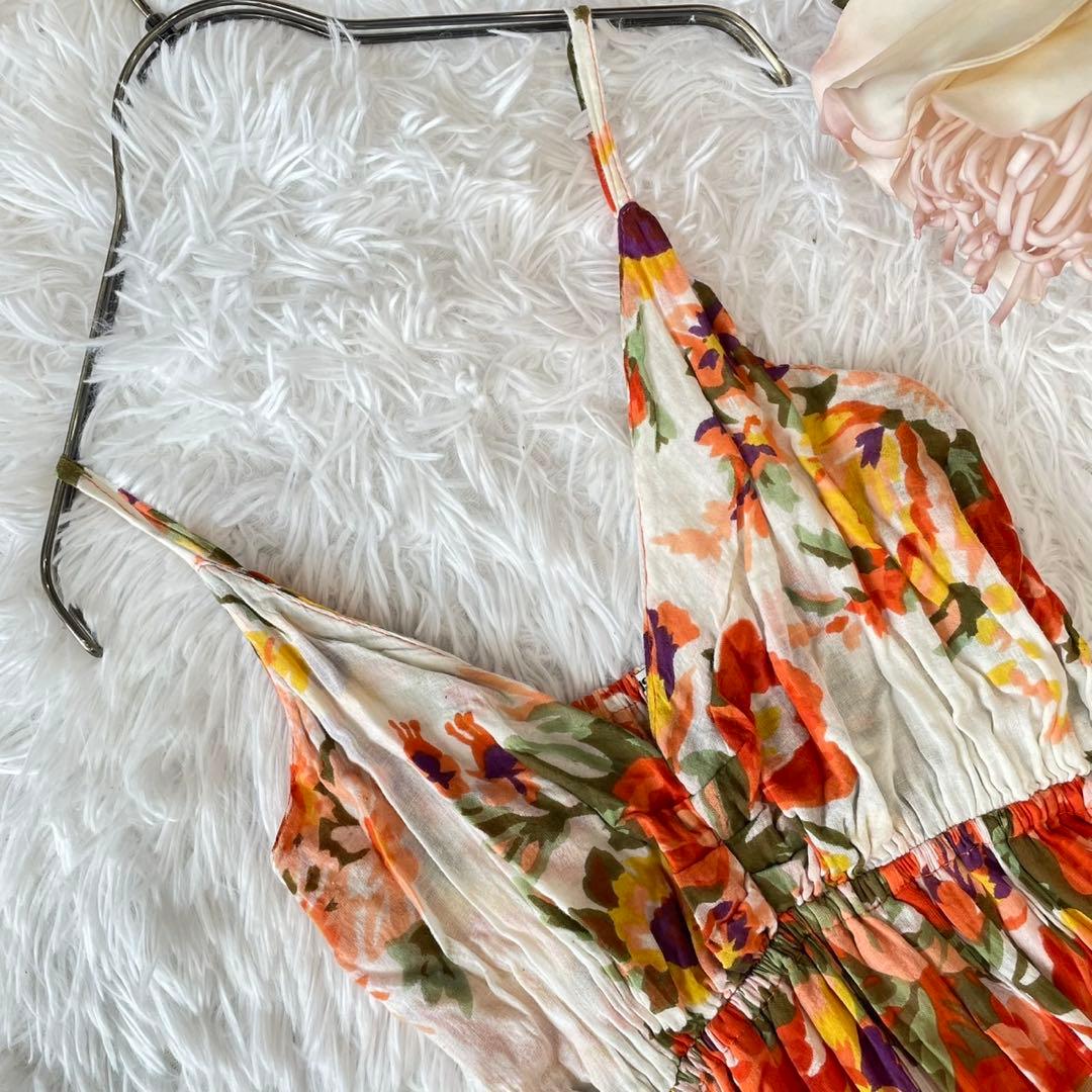  GIRLハワイアン花柄キャミワンピース　コットン100% リゾート