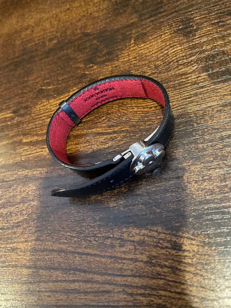 【美品】　ルイヴィトン モノグラム×フラワー　レザーバングル　ブラック