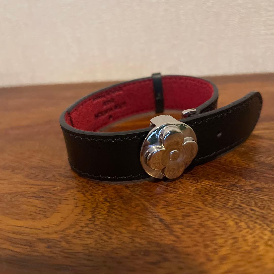 【美品】　ルイヴィトン モノグラム×フラワー　レザーバングル　ブラック