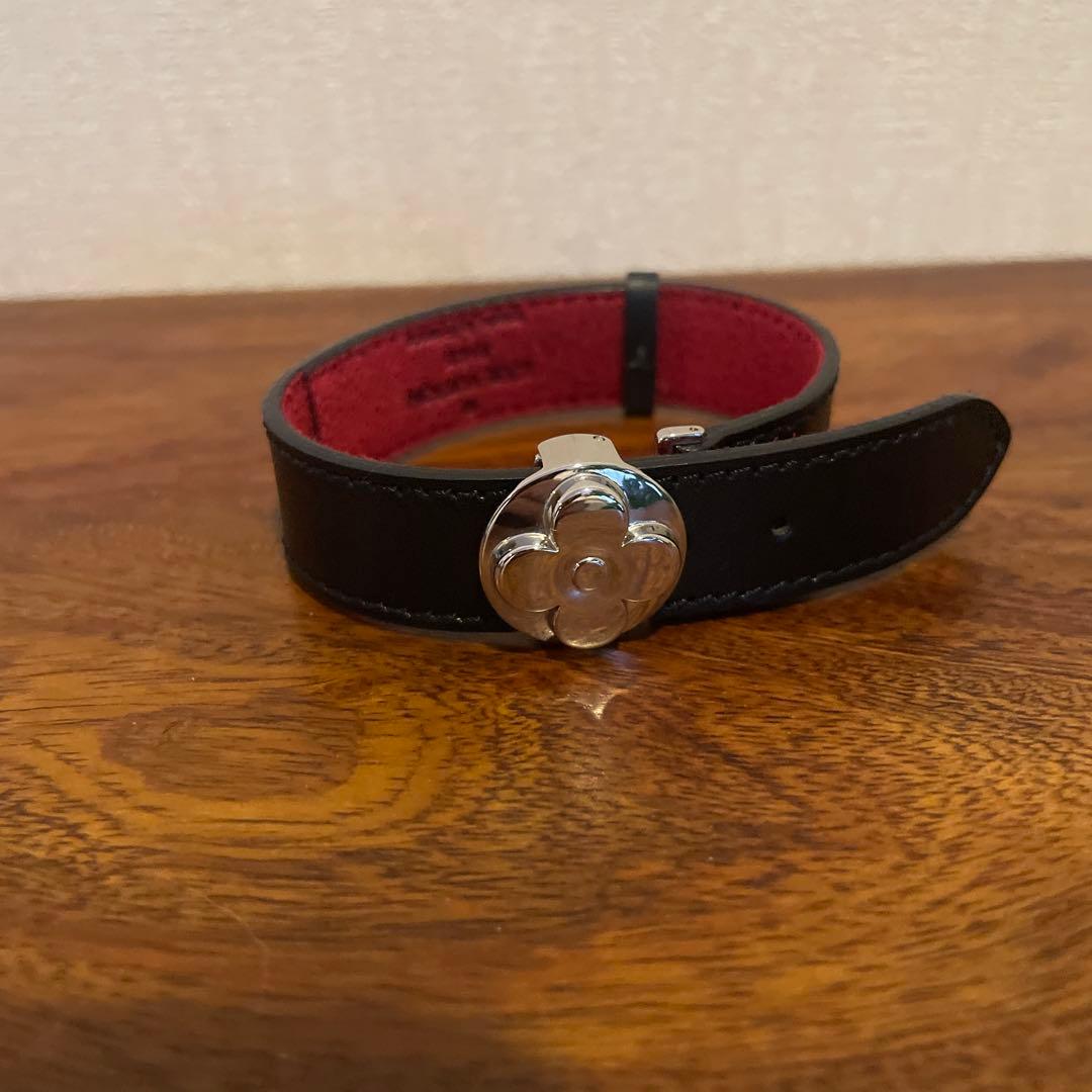【美品】　ルイヴィトン モノグラム×フラワー　レザーバングル　ブラック