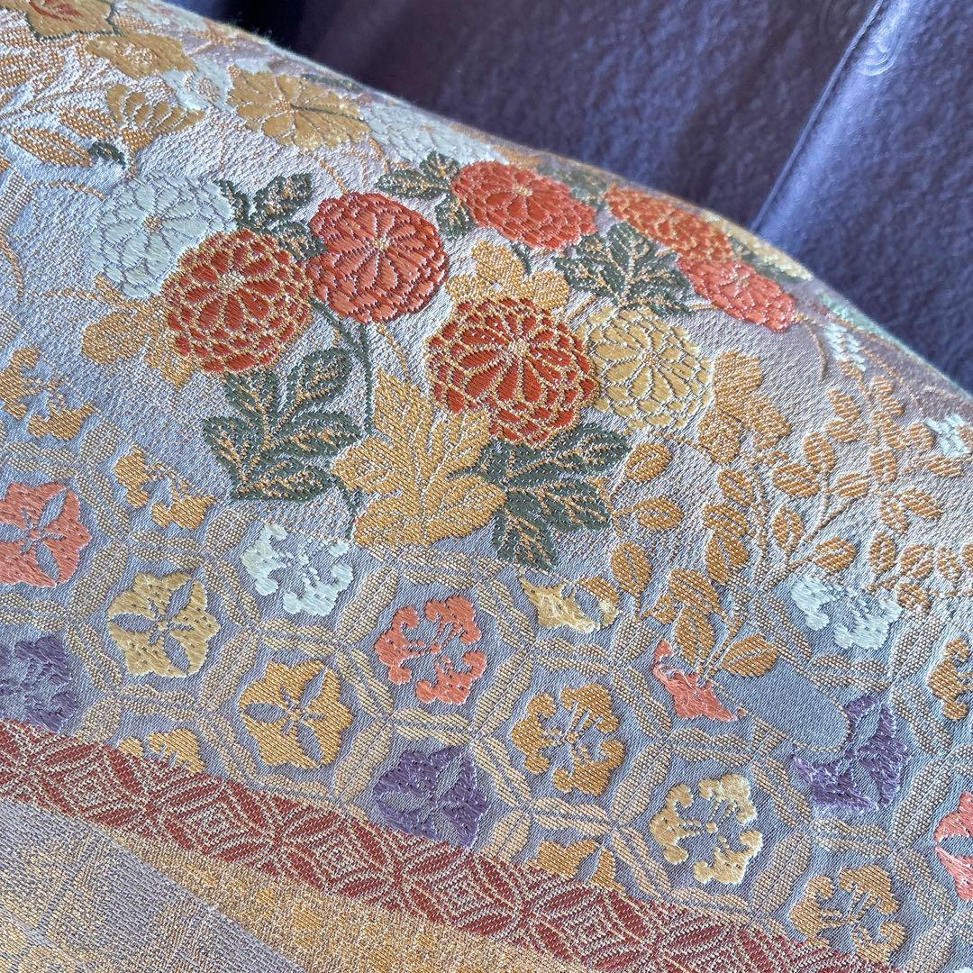 色無地　フルセット　着物　正絹　しつけ糸付き　紫　花丸文様　G8