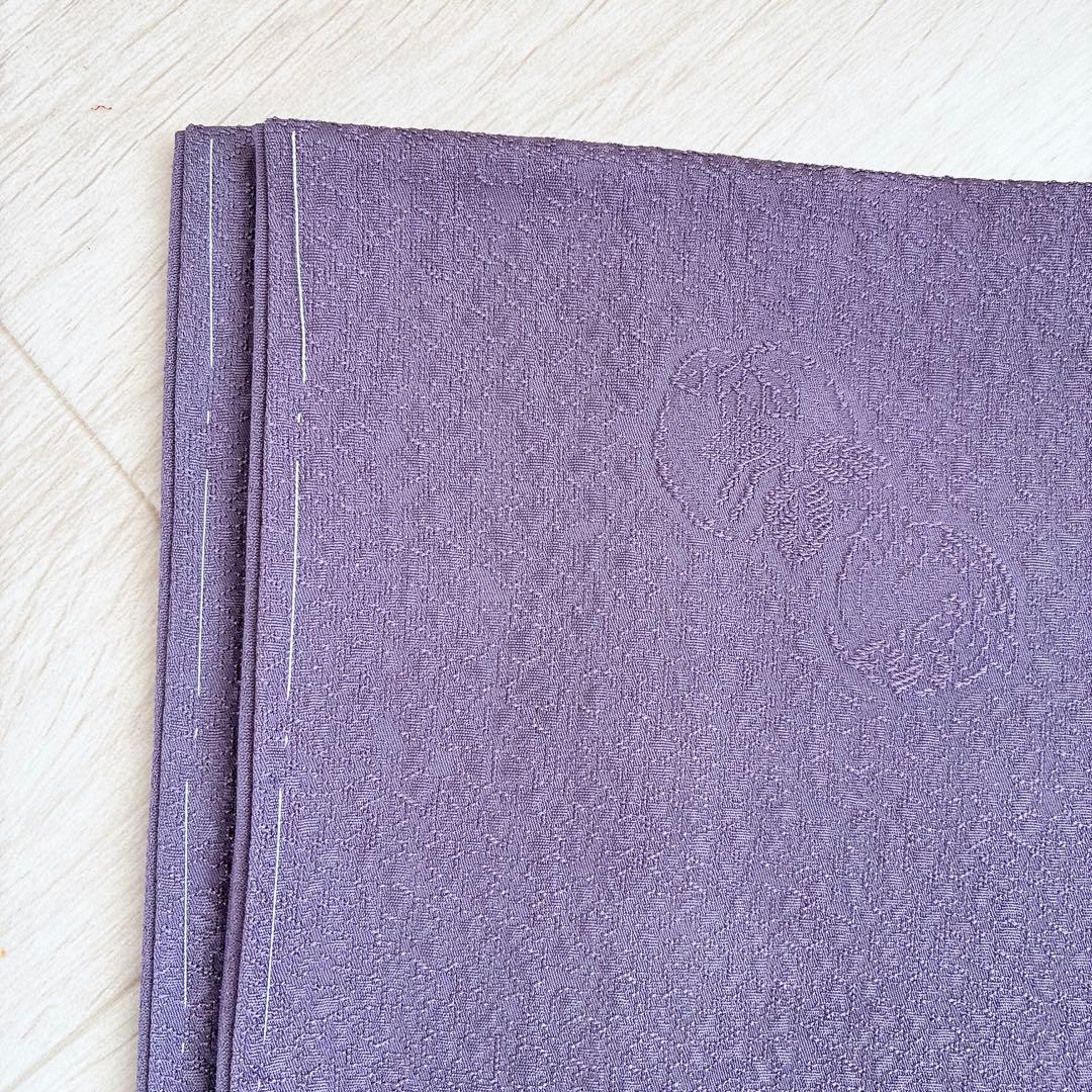 色無地　フルセット　着物　正絹　しつけ糸付き　紫　花丸文様　G8