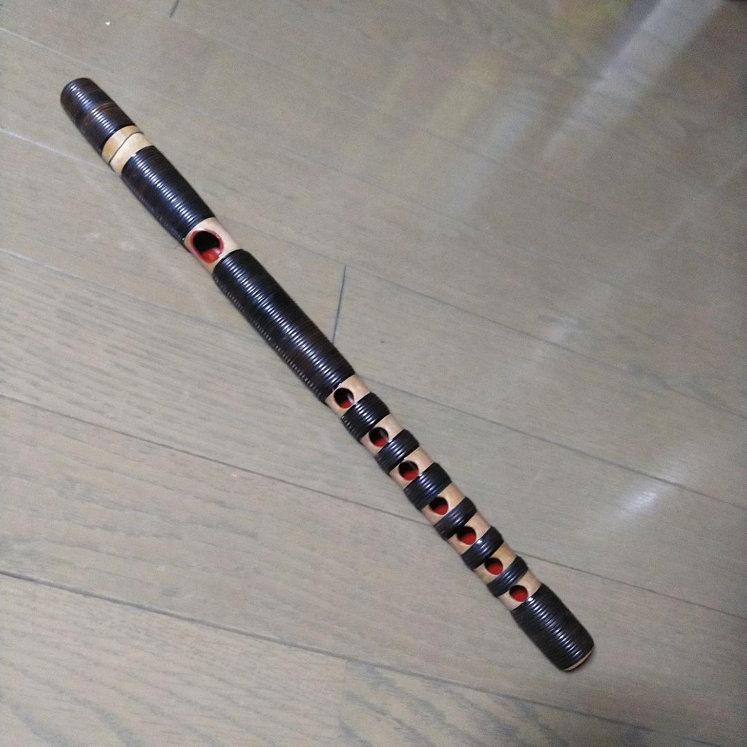 雅楽　龍笛　本管　煤竹　藤巻　(極太管)