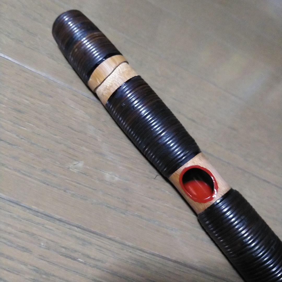 雅楽　龍笛　本管　煤竹　藤巻　(極太管)