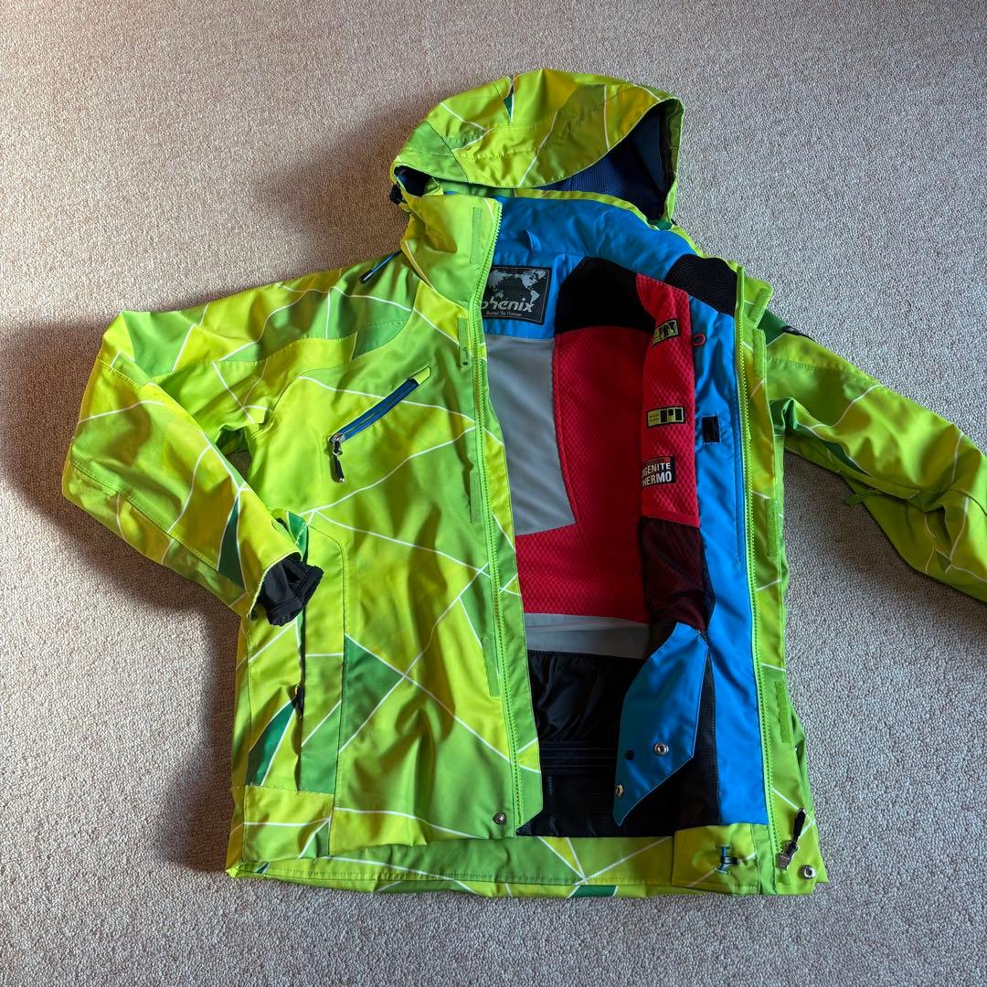 【phenix 】蛍光グリーン スキーウェア 上下セット サイズS ユニセックス