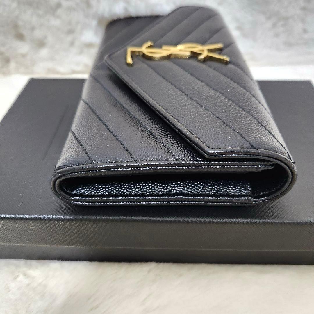 ✨未使用級✨サンローラン　長財布　二つ折り　カサンドラ　キャビアスキン　ブラック