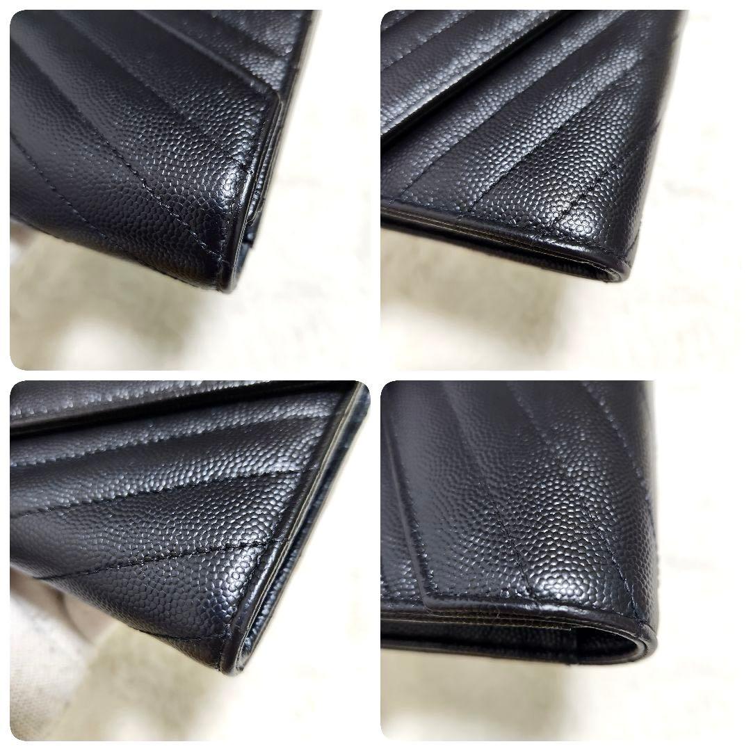 ✨未使用級✨サンローラン　長財布　二つ折り　カサンドラ　キャビアスキン　ブラック