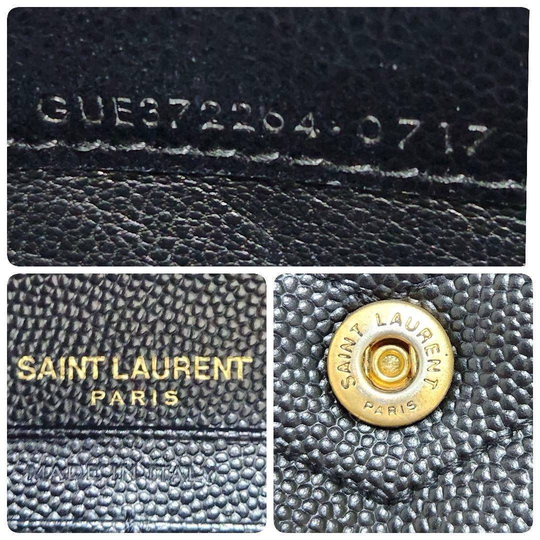 ✨未使用級✨サンローラン　長財布　二つ折り　カサンドラ　キャビアスキン　ブラック