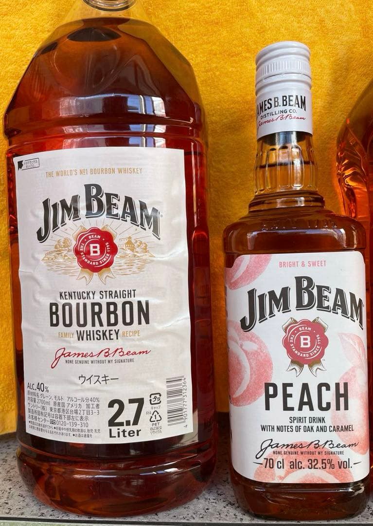 ジムビーム2.7L & ピーチ 0.7L & サントリー角1.92L x2