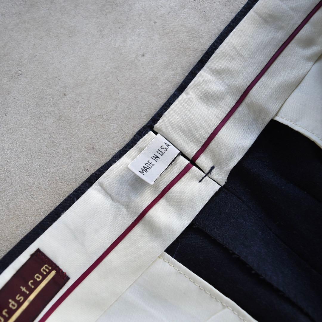 70s80s ノードストローム ウール ツータックスラックスネイビーW31L30