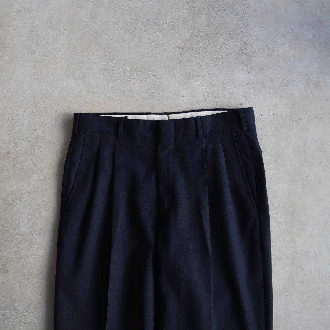 70s80s ノードストローム ウール ツータックスラックスネイビーW31L30