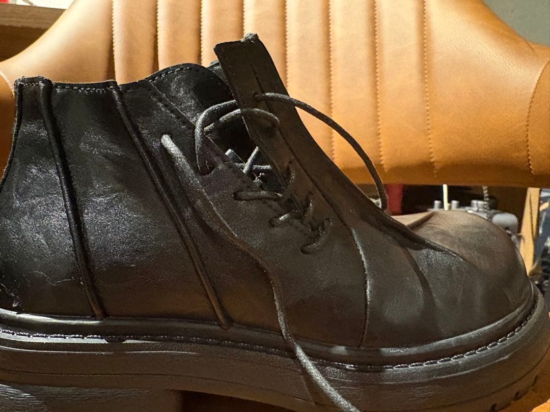 【古着】【モード・ストリート】レザー レースアップブーツ 黒