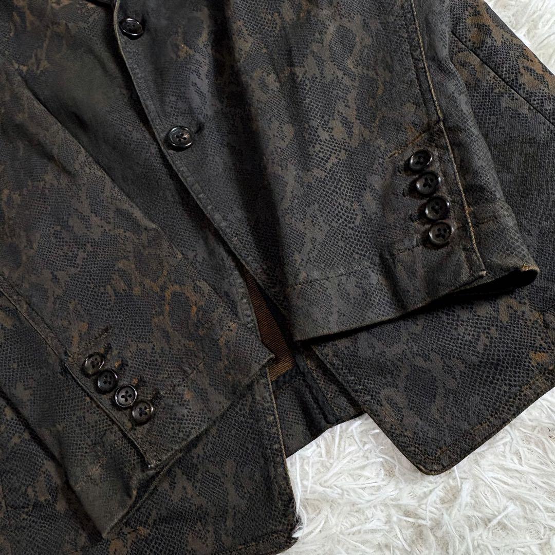 希少 5351 プールオム テーラードジャケット パイソン柄 黒×茶 サイズ3