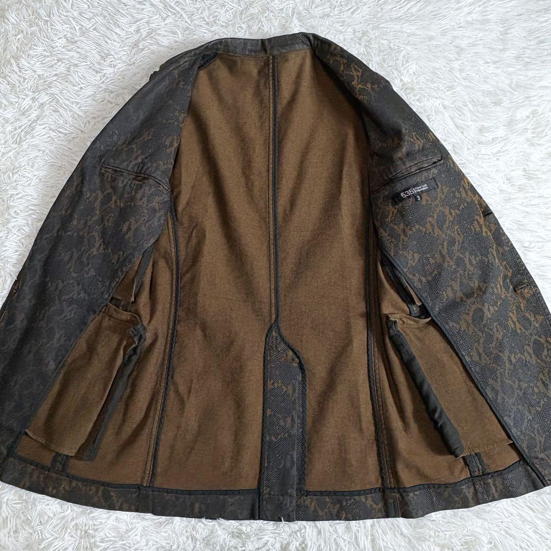 希少 5351 プールオム テーラードジャケット パイソン柄 黒×茶 サイズ3