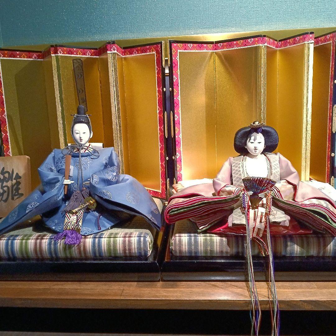 雛人形　親王飾り　希少「平安春峰」作　本格:京雛仕立て　お道具付き