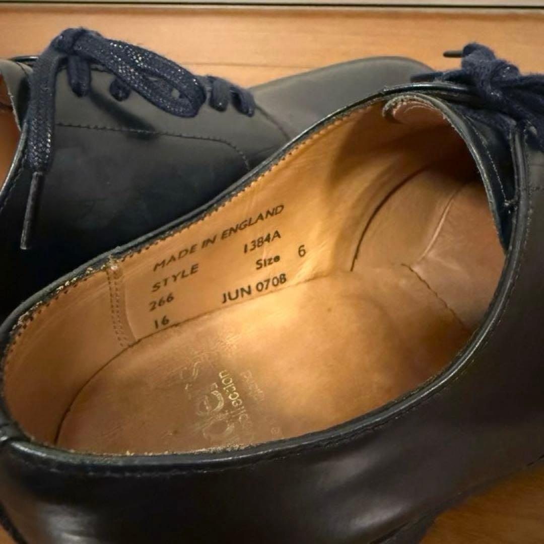 美品 SANDERS 1384 ミリタリダービー UK6 ネイビー