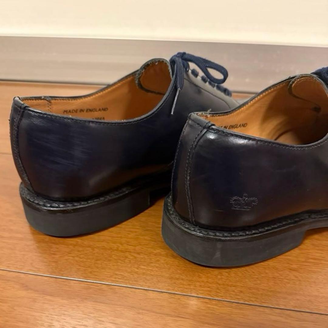 美品 SANDERS 1384 ミリタリダービー UK6 ネイビー