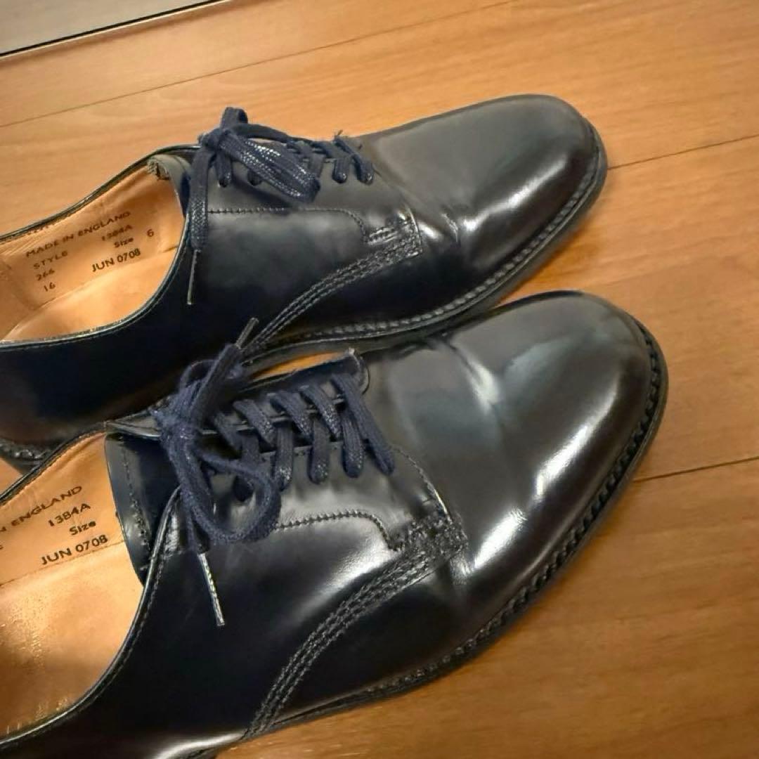 美品 SANDERS 1384 ミリタリダービー UK6 ネイビー