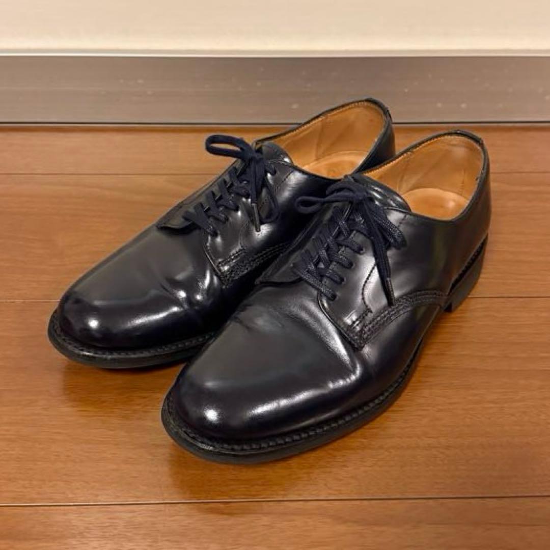 美品 SANDERS 1384 ミリタリダービー UK6 ネイビー
